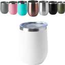 HASLE OUTFITTERS 12oz Wine Tumbler with Lid Stemless Wine Glasses Double Wall Vacuum Travel Mugs stainless steel Coffee Cup for Cold & Hot Drinks Wine Coffee Cocktails Beer 12 Pack White