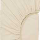 Urbanhut 100% Cotton Fitted Sheet Queen Size, Soft & Smooth Luxury Sateen Weave Hotel Sheets, Long Staple Cotton, Secure-Fit Elastic, 16'' Deep Pocket Fitted Sheet - Ivory