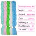 5pcs Colorful Braiding Hair 24inch Colored Hair Extensions for Braids Rainbow Jumbo Braids Glow in the Dark Hair