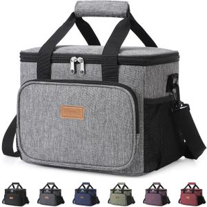 Lifewit Large Lunch Bag, Insulated Lunch Box, Soft Cooler Cooling Tote for Adult Men Women, Gray 24-Can (15L)