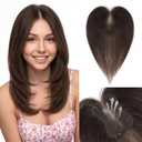 S-noilite Hair Toppers for Women Real Human Hair with Breathable Handmade Base Natural Black 100% Human Hair Toppers no Bangs 11Inch Hairpieces for Women Add Volume Daily Wear