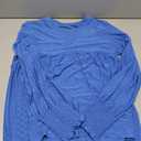 Ladies Tops and Blouses Blue Long Sleeve V Neck Eyelet Tunics 2025 Fall Baby Doll Flare Blouse Loose Trendy Pleated Shirts Lightweight Shopping Outing Daily Wear Medium