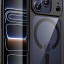 JETech Magnetic Case for iPhone 17 Pro Max 6.9-Inch Compatible with MagSafe, Shockproof Phone Bumper Cover, Solid Color Matte TPU Frame, Anti-Scratch Clear Back (Black)