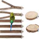 Mogoko 8 PCS Natural Wood Bird Perch Birdcage Stand Wooden Parrot Perch Stand Perch Platform Cage Accessories for Parrotlets Budgies Cockatiels Parakeets Lovebirds