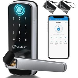 Smart Door Lock, OLUMAT Keyless Entry Door Lock Fingerprint Door Lock with Keypad Digital Lock with Handle for Home, Rental, Garage, Office and Hotel