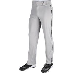 CHAMPRO Men's Triple Crown Open Bottom Piped Adult Baseball Pants (3X-Large, Grey, Black Pipe)