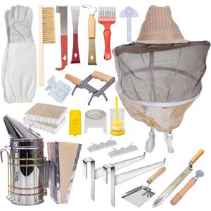Beekeeping Supplies Bee Keeper Starting Kit 22 Pcs Beekeeping Tool Kit Bee Smoker Kit Including Beehive Tools, Uncapping Tool and Beekeeping Veil