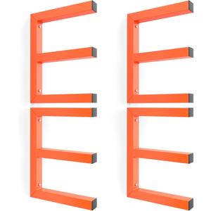 Ultrawall Lumber Storage Rack Wall Mount Wood Storage Racks, Metal Wood Organizer Racks for Shed, Workshop, Garage, Holds Up 220 LBS Per Level (Pack of 4, Orange)