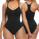 SHAPERX Bodysuit for Women Tummy Control Shapewear Racerback Seamless Sculpting Body Shaper Tank Top (Small-Medium, Black)