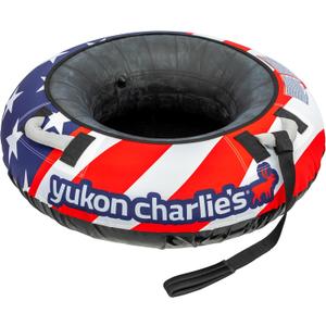 Yukon Charlie's Inflatable Snow Tube 46  Heavy-Duty Snow Sled with Polyester Cover, Slick PVC Bottom, and Foam Handles  Perfect for Kids Ages 7+