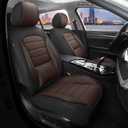 Car Seat Covers Full Set, 5 Seats Universal Leather Seat Covers for Cars, Waterproof Front and Rear Seat Cover, Breathable Automotive Seat Cover for Most Sedans, Trucks, SUVs, Black & Brown