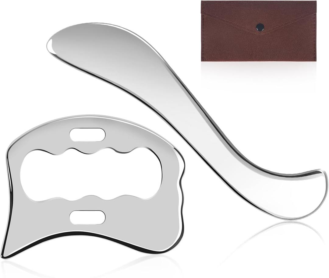 Guasha Massage Tool, Grade Stainless Steel Scraping Tool for Soft Tissue Upgrade Physical Therapy Stuff,Used for Back, Legs, Arms,Neck,Shoulder, Gua sha ToolS+Square Shaped