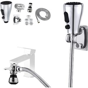 Kitchen Faucet Sink Sprayer Attachment Set,3 Modes Sink Sprayer Replacement Head with Stainless Steel Hose,Faucet Aerator and Brass Diverter Valve (5 pcs Adapter) for Washing Fruit,Dishes and Hair1