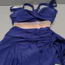 Women One Piece Swimsuit V Neck Swimdress Color Block Bathing Suit Skirt Tummy Control Tie Back Swim Dress (Small)