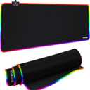 RGB Gaming Mouse Pad, 31.5 x 11.8 Inch Oversized Mouse Mat with 12 Light Modes, Non-Slip Rubber Base, Large Keyboard Pad for PC Gaming, Office, Black