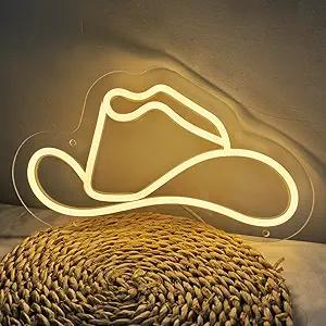 Cowboy Hat Neon Sign Led Neon Lights Sign for Wall Decor, Western Wall Art Cowgirl Neon Sign for Game Room, Bedroom, Bar, Man Cave - Gifts for Rodeo Enthusiast, Birthday, Christmas