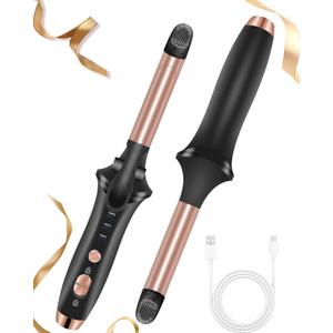 Cordless Curling Iron Rechargeable,USB Rechargeable 4000 mAh Cordless Hair Curler,3 Temp Setting Mini Travel Battery Powered Curling Iron,2 in 1 Portable Hair Straightener and Curler