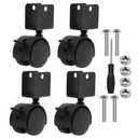 PATIKIL 1.5" Swivel Caster with 1" U Bracket, 4 Pack 360 Rotation Swivel No Noise Wheel with Brake Total 66 Lbs Locking Caster for Furniture Legs