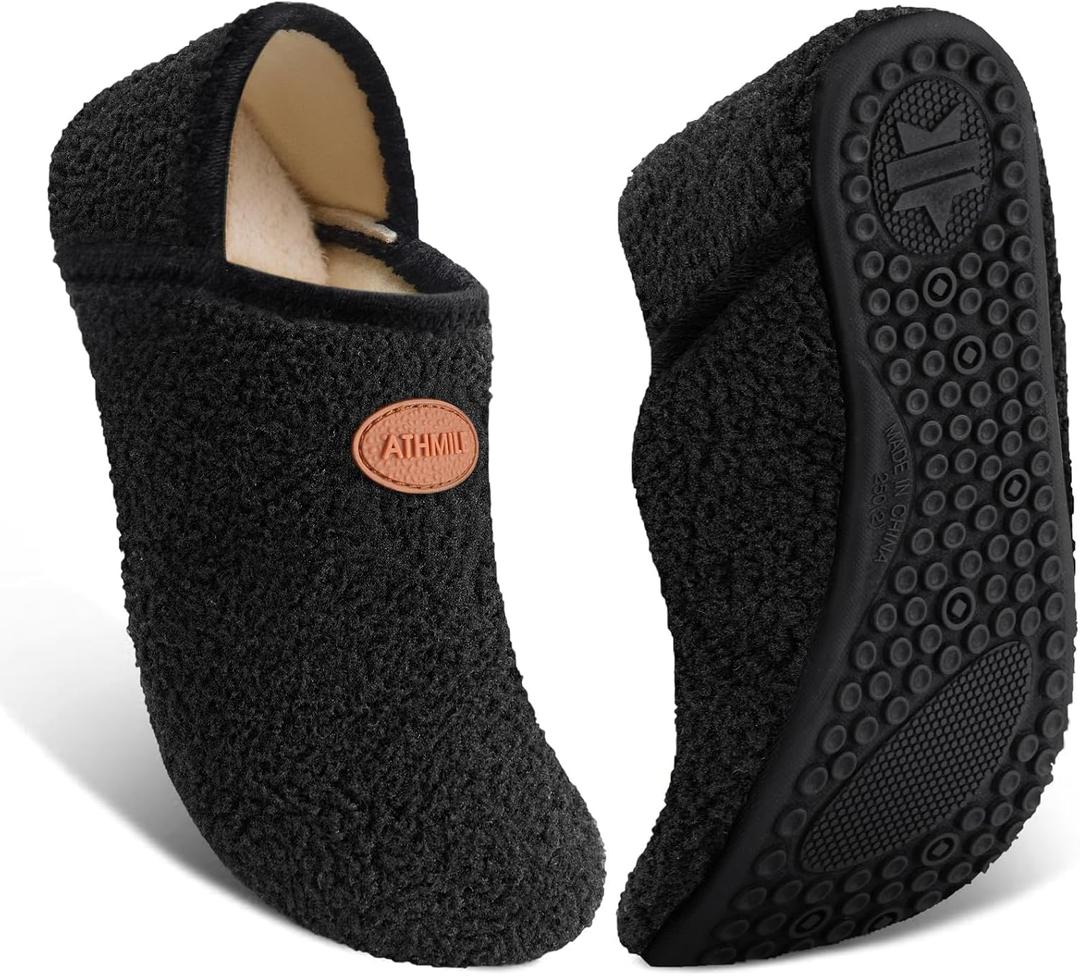 ATHMILE House Slippers for Women Men Indoor Barefoot Slippers Socks Furry Slip on House Shoes Cozy Comfy for Home Bedroom Travel Yoga, 12-13 Women/11-12 Men