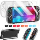 FYOUNG Protective Case for Nintendo Switch 2 2025, Switch 2 Case Slim Hard Shell Accessories, Scratch&Shock Protection Cover with Screen Protector, 8 Thumb Grip (Clear, Switch 2 7.9inch)