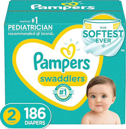 Diapers Size 2, 186 Count - Pampers Swaddlers Disposable Baby Diapers