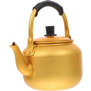Cabilock Yellow Aluminum Rice Wine Pot 34Oz Tea Kettle with Anti-Leak Spout and Non-Slip Handle for Home and Restaurant Use