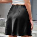 Mist Azur Women's Elegant Silky Satin Mini Skirt High Waist Bias Cut Short Skirt Leopard Print Mini A Line Skirts for Women (Black, M)