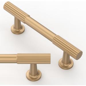 10 Pack Champagne Bronze Cabinet Pulls 3 Inch(76mm) Kitchen Cabinet Handles Solid Zinc Alloy Cabinet Hardware Drawer Pulls (3" Hole Center)