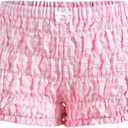 SOLY HUX Women's Ruffle Shorts Plaid Y2k Lace Bloomers Elastic Waist Frill Bottoms Gingham Micro Boyshorts (Pink, XL)
