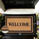 Natural Coco Coir Welcome Mat with Heavy Duty Backing, 17" x 30" Anti-Slip Easy Clean Coconut Door Mat Outside Entrance, Indoor Outdoor Welcome Doormat for Front Door, Porch, Entry, Patio