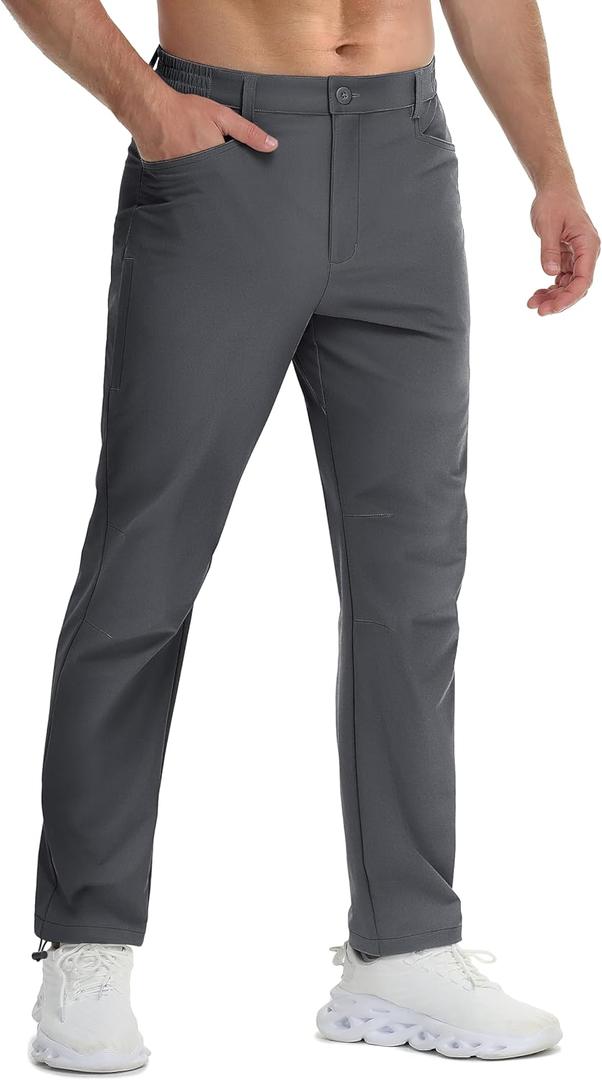 TACVASEN Men's Lightweight Pants Quick Dry Water Resistant Stretchy Work Golf Pants for Casual Outdoor (32, Darkgrey)