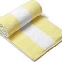 CLOWOOD Plush Oversized Beach Towel - Cotton 40 x 72 Inch Large Thick Yellow Striped Cabana Pool Swimming Towel
