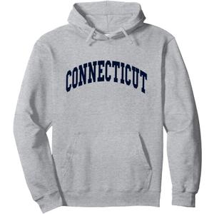 Graphic Apparel Co. CONNECTICUT - Throwback Design - Classic Pullover Hoodie, Small, Grey
