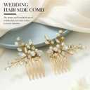 JONKY Rhinestone Bride Wedding Hair Comb Gold Bridal Hair Piece Accessories for Women(Pack of 2)