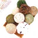 9pcs 3.5Inch Fall Decorative Ball Orb Rattan Ball Rattan Woven Orbs Spherical Bowl and Vase Filler for Home Party Wedding Display Decor Props  (Green)