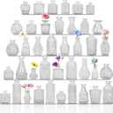 Set of 40 Glass Bud Vases, Small Clear Glass Vases in Bulk, Mini Vintage Embossed Flower Vase for Wedding, Centerpieces, Birthday Party, Home Table Decorations, Baby Shower (Clear)