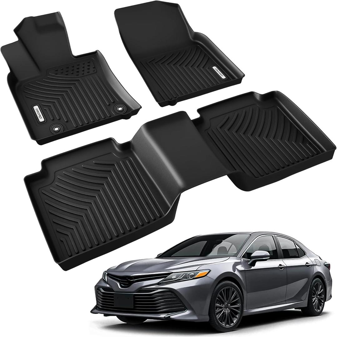 OEDRO Floor Mats Fit for 2024-2018 Toyota Camry (FWD ONLY, Not for Hybrid), TPE All Weather Protection 2024 Camry Car Mats Accessories Includes 1st and 2nd Row for Camry L/LE/SE/TRD/XLE/XSE