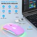 Azmall Bluetooth Wireless Mouse, Slim LED Rechargeable Silent Mouse with 2.4GHz USB-A/USB-C Receiver & Type-C Adapter, Compatible with Laptop, MacBook, iPad, iPad Pro,Mac,Tablet - Purple