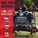Sekey 500LBS Heavy Duty Double Decker Wagon with Extender, 400L Large Capacity Collapsible Garden Cart Fits 10x10 Canopy, All-Terrain Big Wheels with Brakes, Foldable Utility Wagon for Sports, Camping