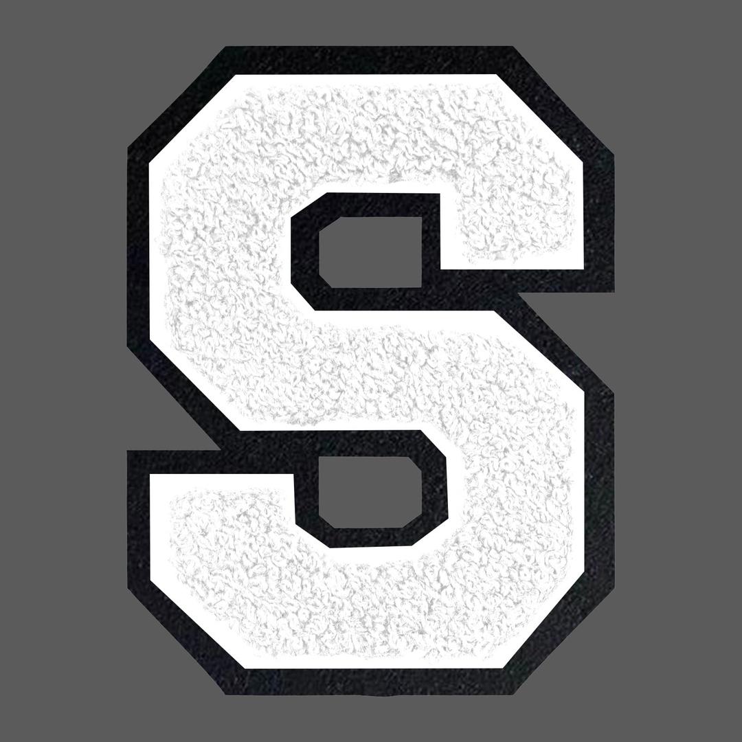 2 x FANCIBAND 4.5 Inch Chenille Varsity Letter Patches White Iron On Letters Letterman Jacket Patches for Clothing Jacket Hoodie Varsity Bag Q