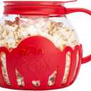Ecolution Patented MicroPop Microwave Popcorn Popper with Temperature Safe Glass, 3in1 Lid Measures Kernels and Melts Butter, Made Without BPA, Dishwasher Safe, 3Quart, Red