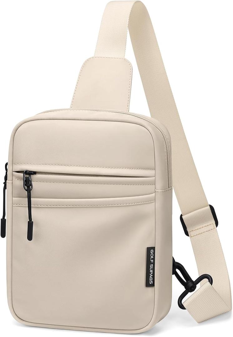 GOLF SUPAGS Small Sling Bag for Women and Men, Crossbody Bags Daypack Trendy Fanny Pack Chest Bags with Extended Strap Cross Body Bag for Outdoors Leisure Hiking Travel, Apricot