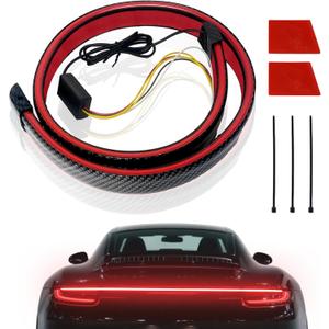DIBMS LED Spoiler Brake Light Strip Sequential Flashing Tail Universal Red Carbon Fiber Light Bar With High-Brightness LED for Car Trucks Rear Spoiler Trunk Roof Wing Waterproof Design