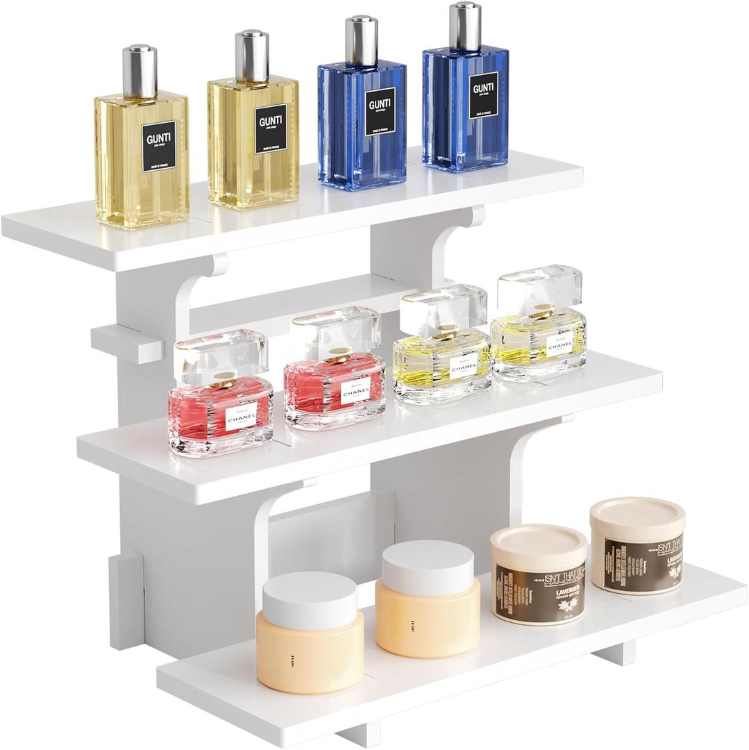 3 tier cologne stand Portable Shelf for Display Shelves for Vendors Events Food Cupcakes, Candles, Glasses, Jars, Crafts, Jewelry, Farmers Market Display (Corner,Staight, Black) (White, Staight)
