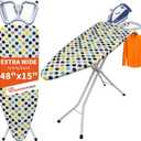 Ironing Board, 48"×15" with Iron Rest, 4 Layer & 7 Adjustable Height Sturdy
