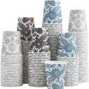 [300 Pack] 3 oz Disposable Paper Cups, Small Mouthwash 3 OZ Mini Bathroom Cups 3 Ounce for Supermarket, Birthday Party, Travel, Events, Picnic, BBQ (Paisley) (Gray)