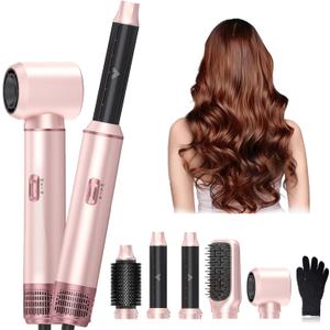 5 in 1 Hair Dryer Brush Set, Air Curler Wrap Hair Styler Blow Dryer Brush with 3 Temps, Upgrade Negative Ion Hot Air Brush Curling Brush Iron, Hair Styling Tools for Dry Curl Straighten