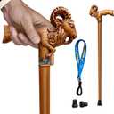 Hand Carved Wooden Cane Ultra Lightweight 0.88 lbs Support up to 500 lbs Walking Cane for Men and Women High-end Solid Wood Canes for Seniors with 3 Tips for City Trekking Daily Use, 37.4"