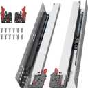 14 Inch Soft Close Undermount (Bottom Mount) Drawer Slides, 1 Pair Heavy Duty Stainless Steel Slides, Full Extension 100lb Capacity for Vanity Cabinets, Home Office Desks (14 Inch)