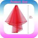 3 x Wedding Veil for Brides, 2 Tier Tulle Cathedral Bridal Veil with Comb for Women Wedding Bachelorette Party Halloween Costume, Red (Red)